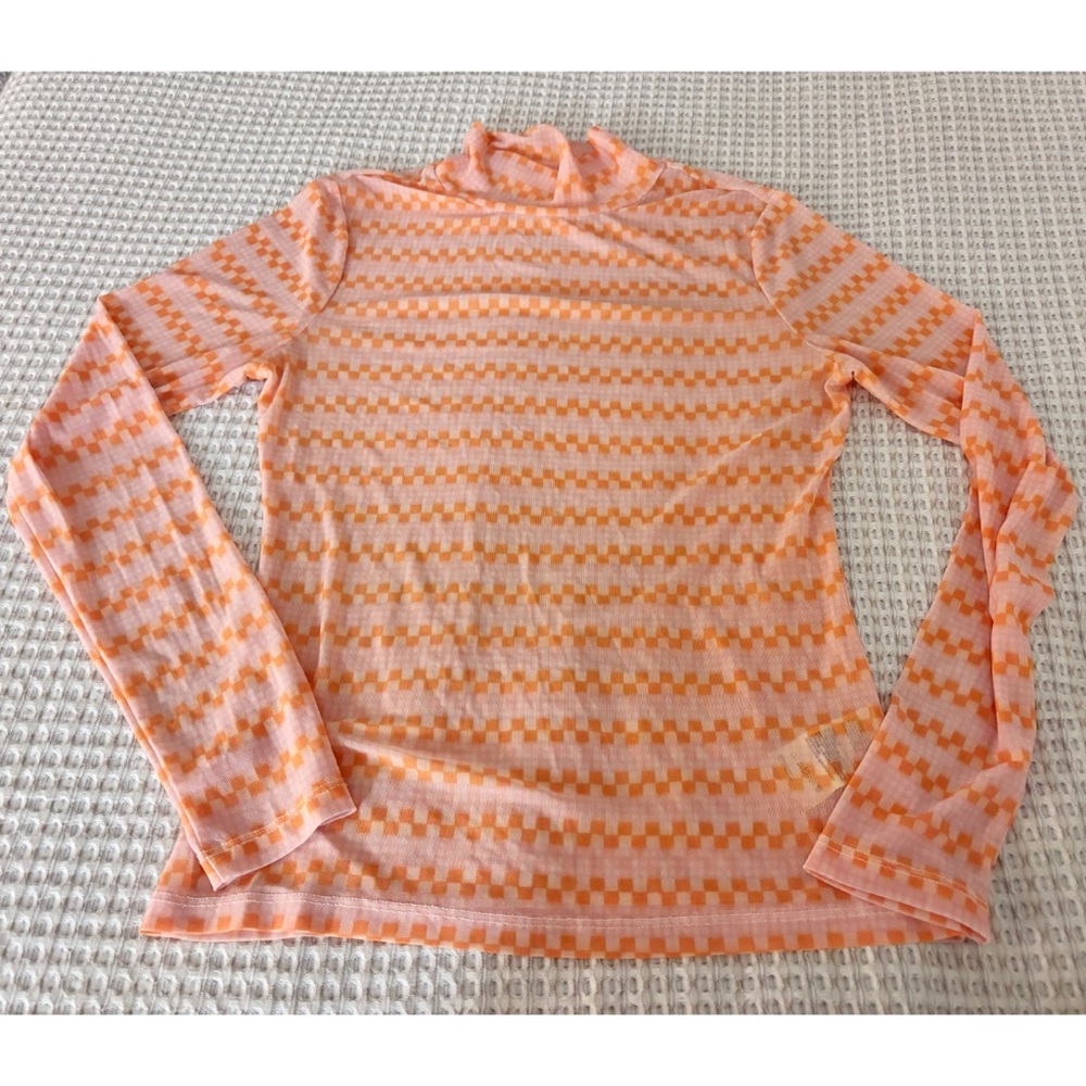 Anthropologie Peach and Coral Striped Long Sleeve Tee